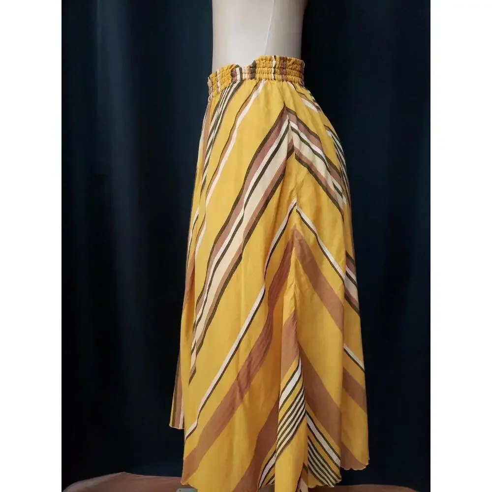 NE QUITTEZ PAS Striped Midi mustard Size S Womens midi Skirt #CB4 - Picture 6 of 12